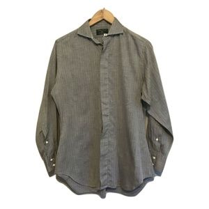 Tom James Gray Herringbone Button Down Shirt